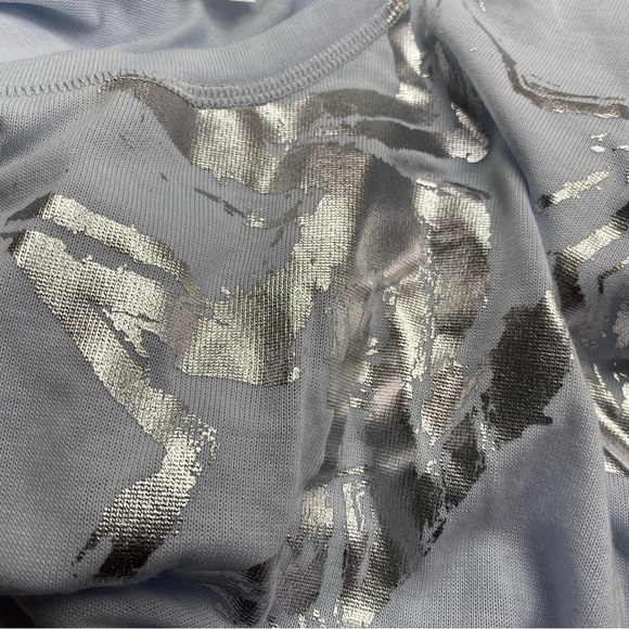 Ambria Size 14 3/4 Sleeve Blue Shirt w/ Metallic Stars & Button Sleeve Detail - Picture 5 of 14